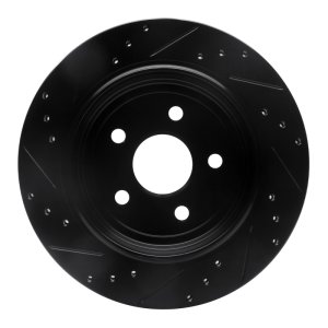 Dodge Durango Brake Rotor (1) - Rear Right - R1 Concepts - Drilled & Slotted - Black - `11-`25